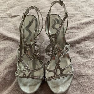 Nina Silver Strappy Formal Heels